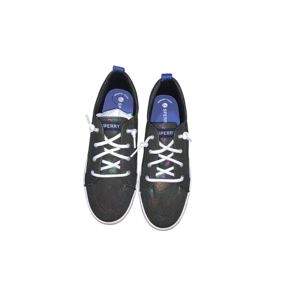 Sperry Kids Sparkle Canvas Girls Size 5 Black Purple trendy